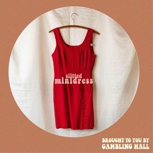Vintage 90s Red mini dress with button accented slit